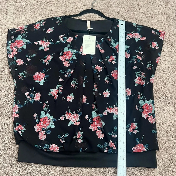 NWT new JINKESI large floral Batwing Short Sleeve Chiffon Top T-Shirt Blouse - Picture 13 of 14